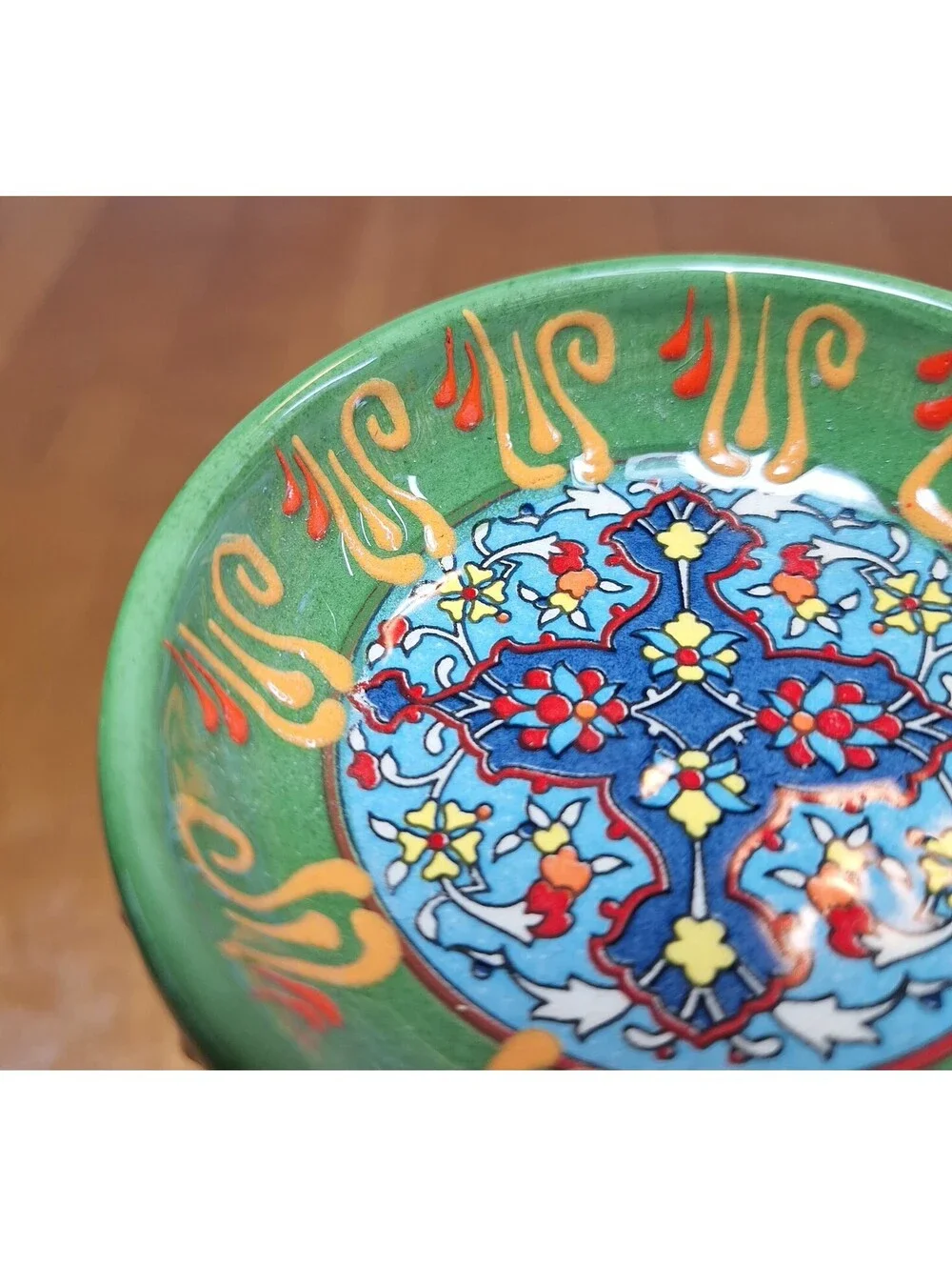 TWO Clay Decorative Dish/Bowls Hand Painted/Signed Natto Tilay Pottery 3.25